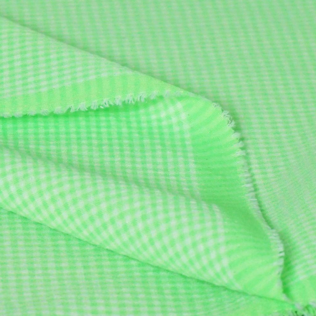 Preview: Seersucker leichter Baumwollmix kleines Karo neon grün